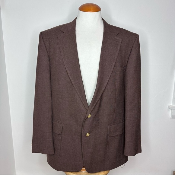 Stafford Other - Vintage Stafford Brown Gold Button Hopsack Blazer